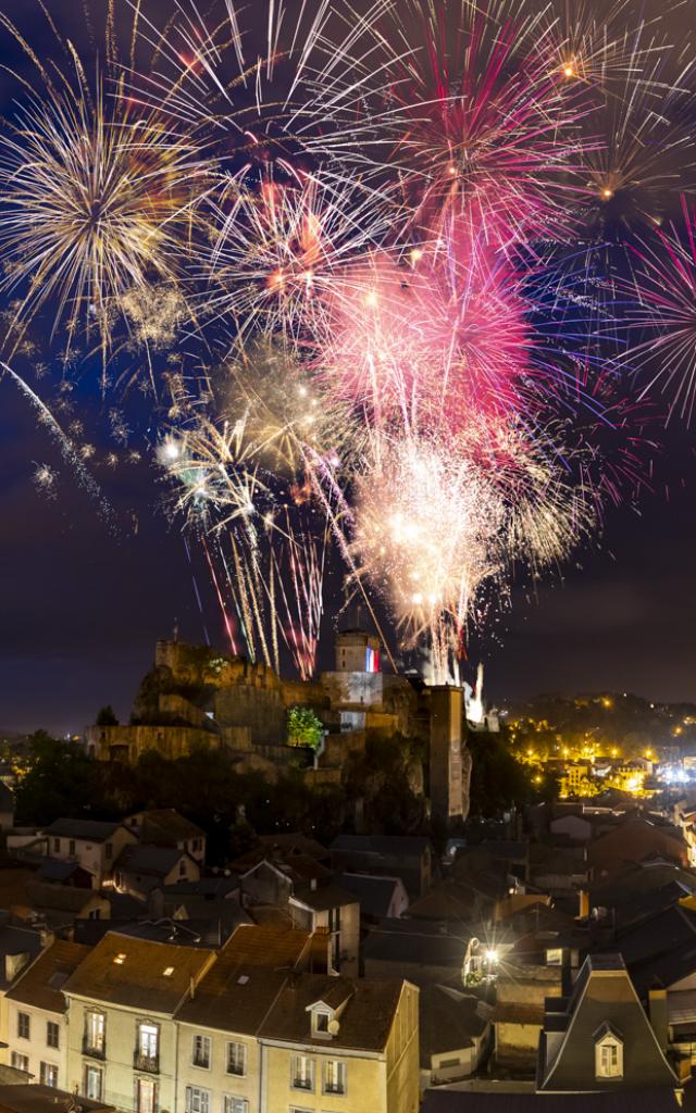 Feu d'artifice au château de Lourdes,14 juillet 2021